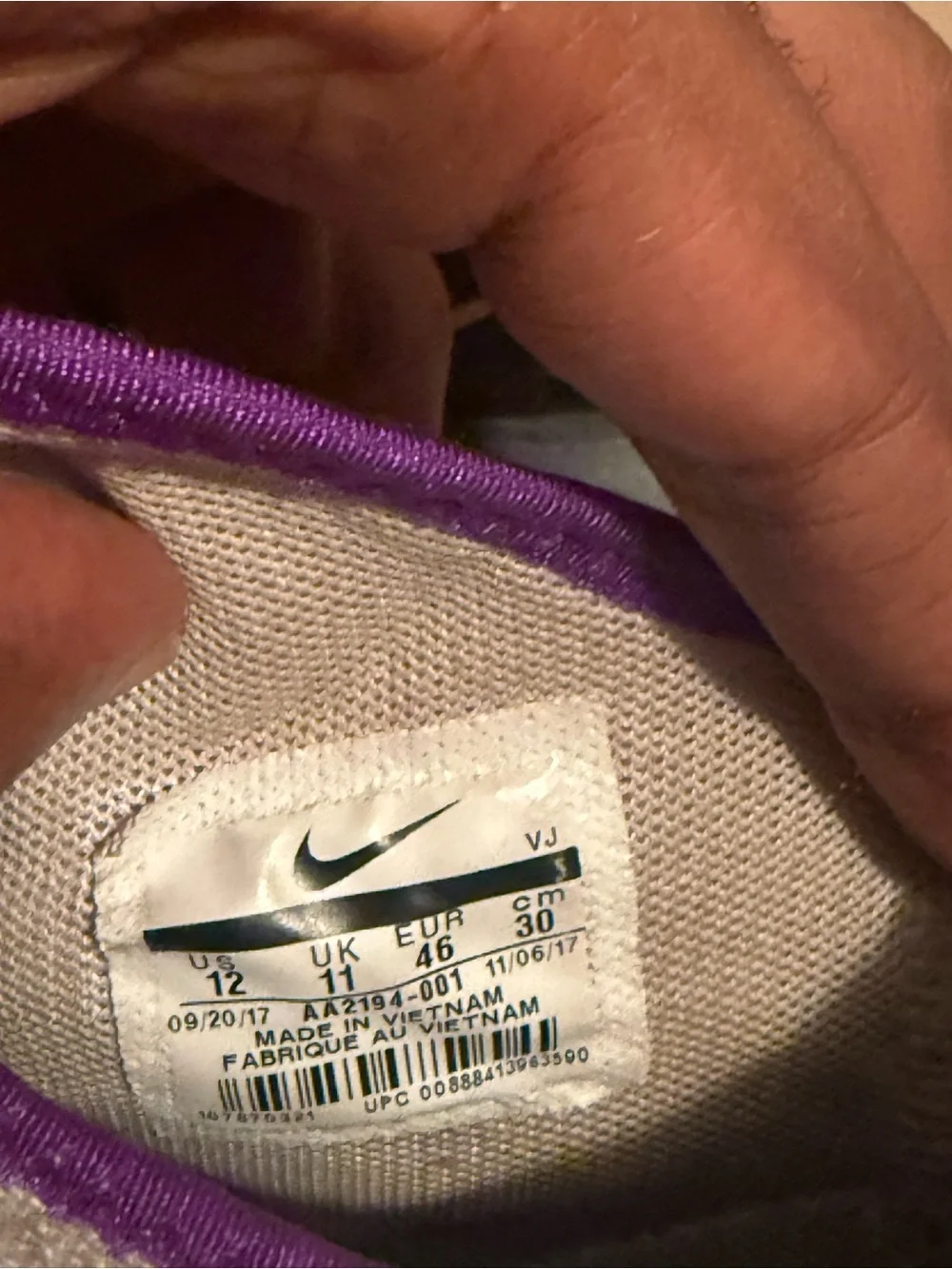 Nike Vortak men’s size 12 sneakers desert sand, orange and purple color-way